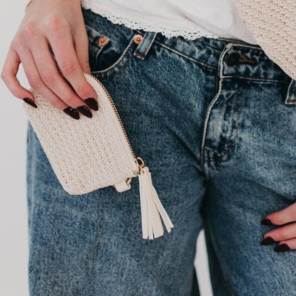 River Raffia Card Holder Cream